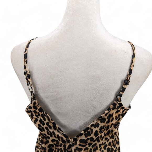 ASOS Design Lace Trim Midi Slip Dress Animal Leopard Print Size 2 - Picture 6 of 9